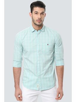 Louis Philippe - Men Blue Slim Fit Check Full Sleeves Casual Shirt