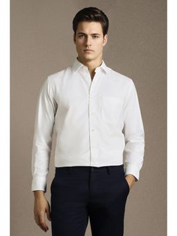 Louis Philippe - Men White Textured Full Sleeves Formal Shirt