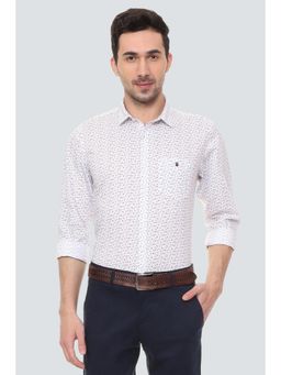 Louis Philippe - Men White Print Full Sleeves Casual Shirt