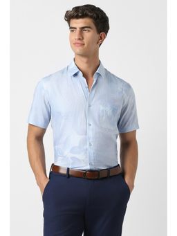 Peter England - Men Blue Slim Fit Half Sleeves Formal Shirt