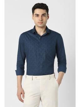 Peter England - Men Navy Full Sleeves Formal Shirt