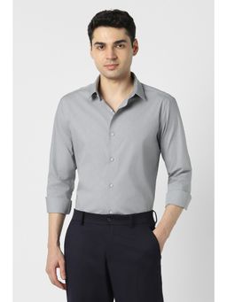 Peter England - Men Grey Slim Fit Full Sleeves Formal Shirt