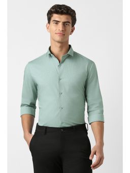 Peter England - Men Green Slim Fit Full Sleeves Formal Shirt