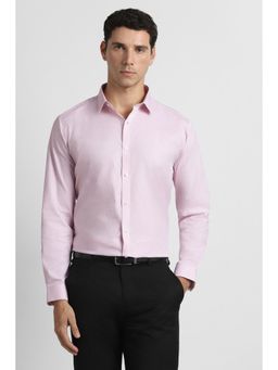 Van Heusen - Men Pink Textured Full Sleeves Party Shirt