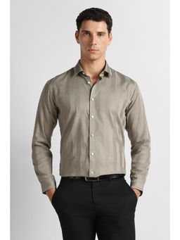 Van Heusen - Men Grey Textured Full Sleeves Party Shirt