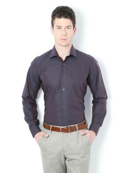 Van Heusen - Men Brown Textured Full Sleeves Shirt