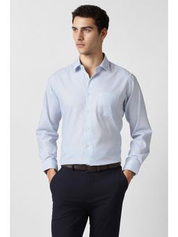 Van Heusen - Men Light Blue Textured Full Sleeves Shirt