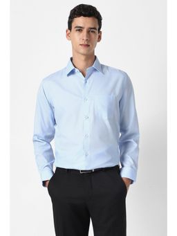 Van Heusen - Men Light Blue Solid Full Sleeves Formal Shirt