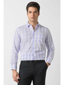 Van Heusen - Men Light Blue Check Full Sleeves Formal Shirt