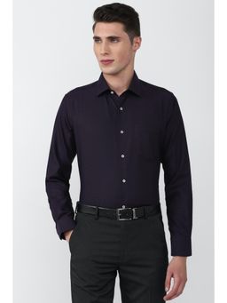 Van Heusen - Men Purple Regular Fit Solid Full Sleeves Formal Shirt