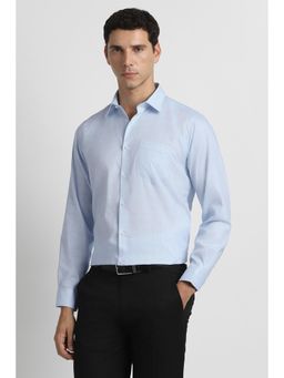 Van Heusen - Men Light Blue Check Full Sleeves Formal Shirt