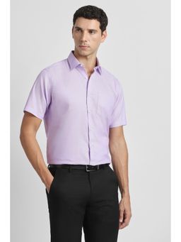 Van Heusen - Men Lilac Textured Half Sleeves Shirt