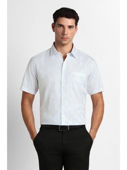 Van Heusen - Men White Textured Half Sleeves Shirt