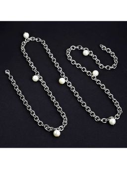 Karatcart - Silver Tone Pearl Studded Kamarbandh