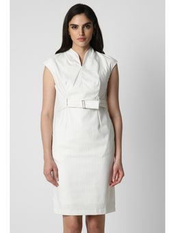 Van Heusen - Women White Stripe Formal Dress
