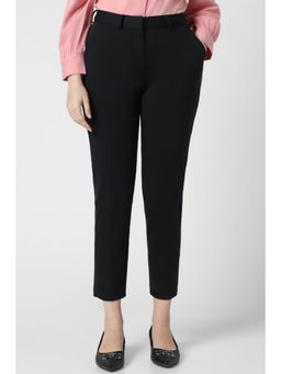 Van Heusen - Women Black Solid Formal Regular Fit Trousers