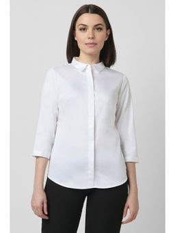 Van Heusen - Women White Solid 3/4th Sleeves Formal Shirt