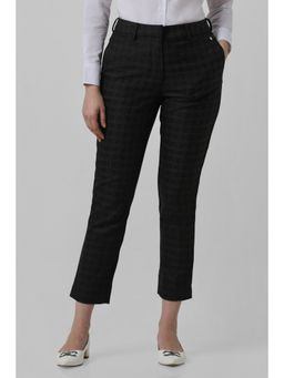 Van Heusen - Women Black Check Formal Slim Fit Trousers