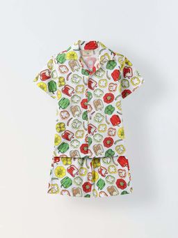 Spunkies - Boys White Tropical Print Co-Ord Set