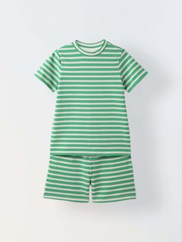 Spunkies - Boys Green Striped Co-Ord Set