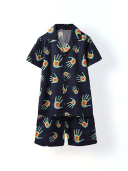 Spunkies - Boys Navy Blue Handprint Co-Ord Set
