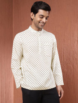 Fabindia - Cream Cotton Printed Mid Placket Shirt