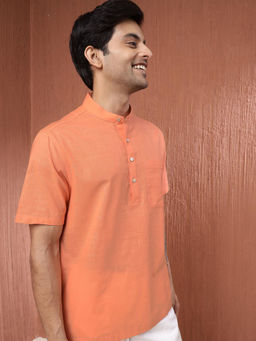 Fabindia - Orange Cotton Comfort Fit Mid Placket Shirt