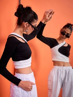 Uptownie - Womens Ribbed Cotton Scoop Neck Top