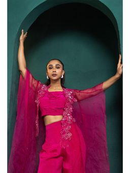 SMRITI - Pink Berry Bliss Top and Palazzo with Cape