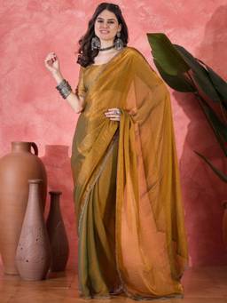 Nyri - Pure Chiffon Two Tone Pre-Drafed Saree