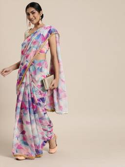 Nyri - Pure Georgette Multi-Color Printed Festive Designer Saree