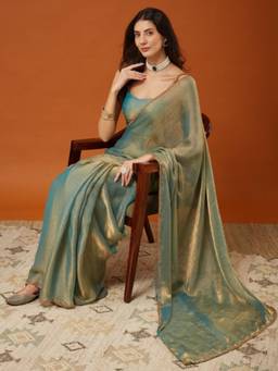Nyri - Pure Chiffon Two Tone Pre-Drafed Saree