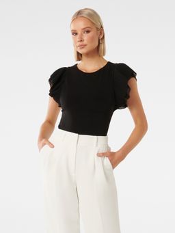 Forever New - Beth Crepe Flutter Sleeve Top