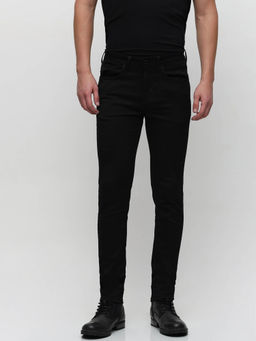 Selected - Black Mid Rise Leon Slim Fit Jeans