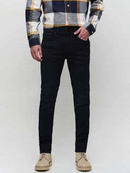 Selected - Dark Blue Mid Rise Leon Slim Fit Jeans