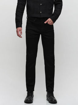 Selected - Black Mid Rise Scott Straight Fit Jeans