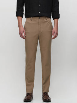 Selected - Brown Mid Rise Slim Fit Tailored Trousers