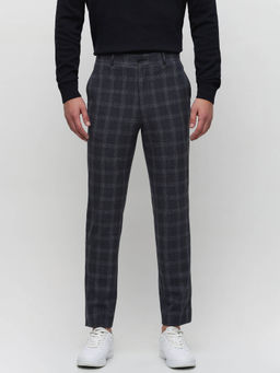 Selected - Grey Mid Rise Check Tailored Trousers