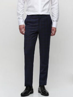 Selected - Blue Mid Rise Check Trousers