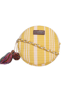 Astrid - Yellow Cotton Quilted Round Womens Sling Bag