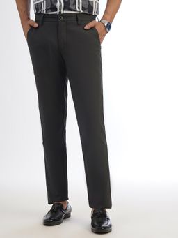 JadeBlue - Men's Dark Grey Cotton Stretch Slim Fit Casual Trouser