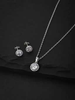 Carlton London - Women Silver CZ Jewellery Set