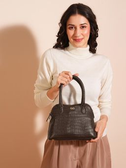 Globus - Brown Vegan Leather Hand Bag with Detachable Strap