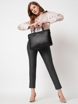 Globus - Black Vegan Leather 15 Inch Laptop Bag with Detachable Strap & 2 Inner Pockets