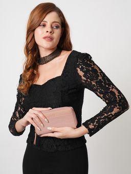 Globus - Nude Vegan Leather Croc Animal Effect Zip Around Wallet with Zip Coin Pocket