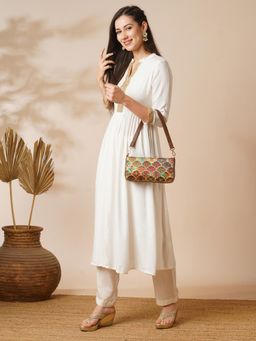 Globus - Multi Color Floral Ethnic Motifs Printed Small Shoulder Bag