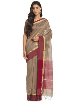 Fabindia - Brown Chanderi Cotton Silk Sari