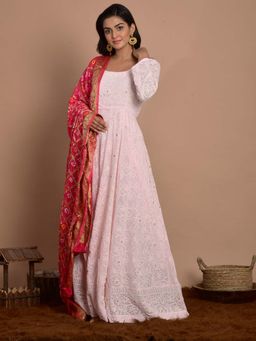 Rangpur - Light Pink Embroidery Anarkali With Dupatta (Set of 2)