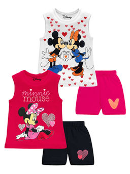 Kuchipoo - Girls Multi-Color Regular Fit Sleeveless T-shirts & Shorts (Pack of 4)