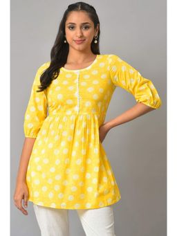 Aurelia - Yellow Floral Printed Short Kurti